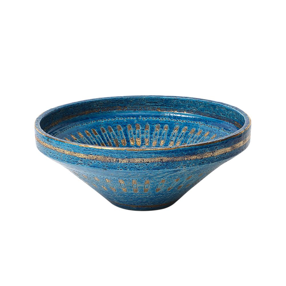 Cuenco con imperdible Aldo Londi Bitossi, cerámica, azul, dorado, firmado Cerámico en venta