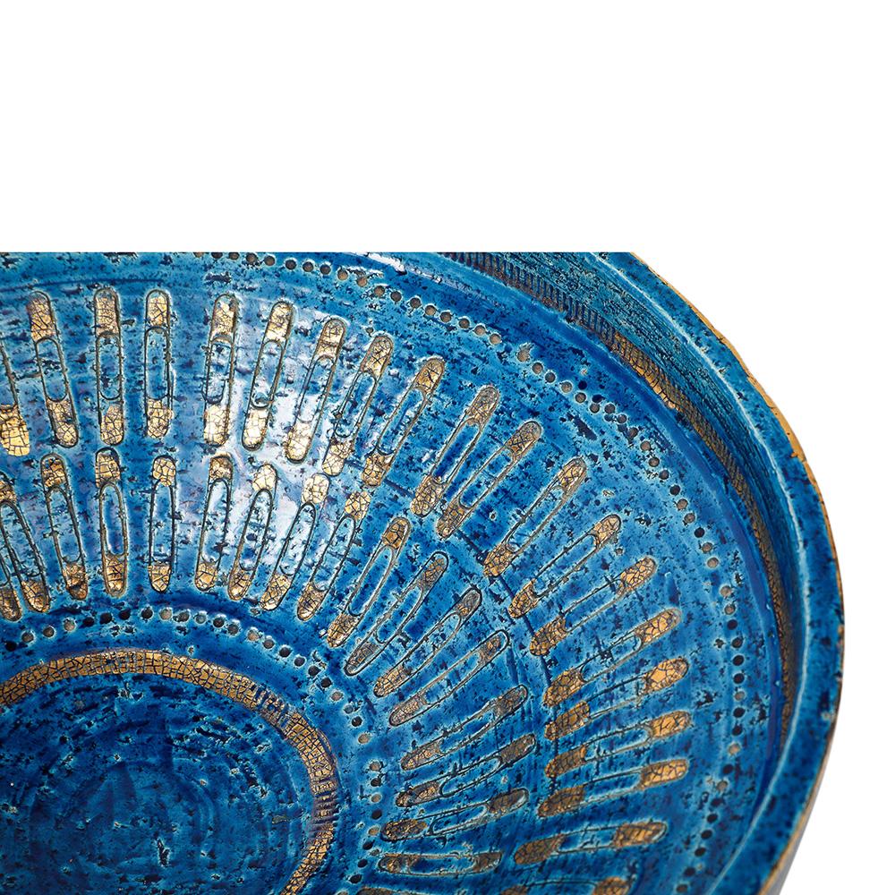 Cuenco con imperdible Aldo Londi Bitossi, cerámica, azul, dorado, firmado en venta 1