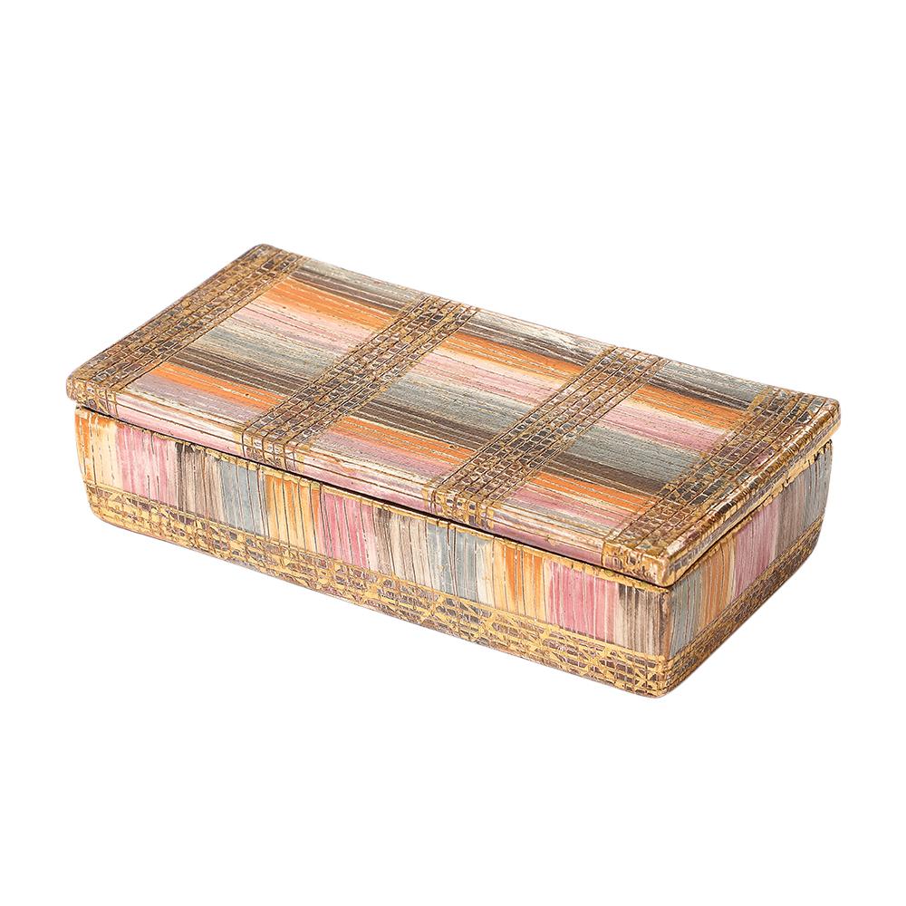 Aldo Londi Bitossi Seta Box, Ceramic, Pink, Gold, Signed 4