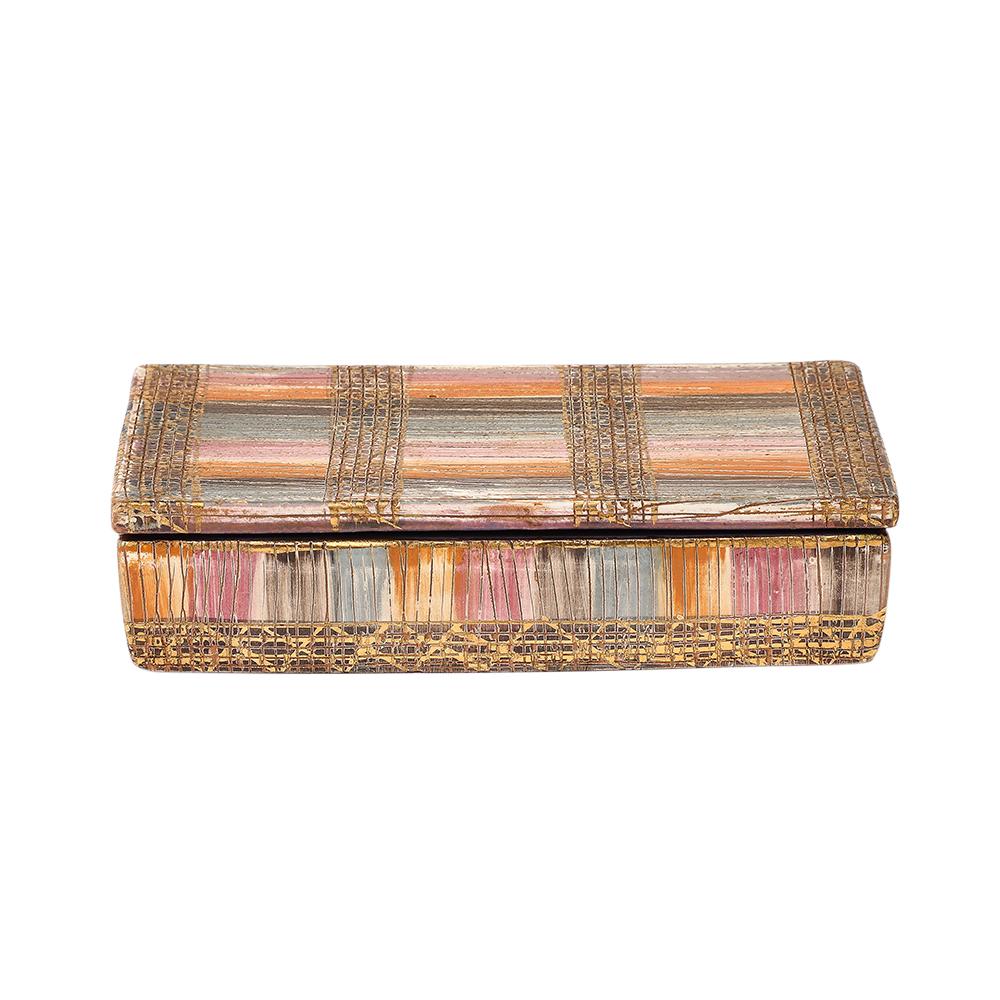 Aldo Londi Bitossi Seta Box, Ceramic, Pink, Gold, Signed 5