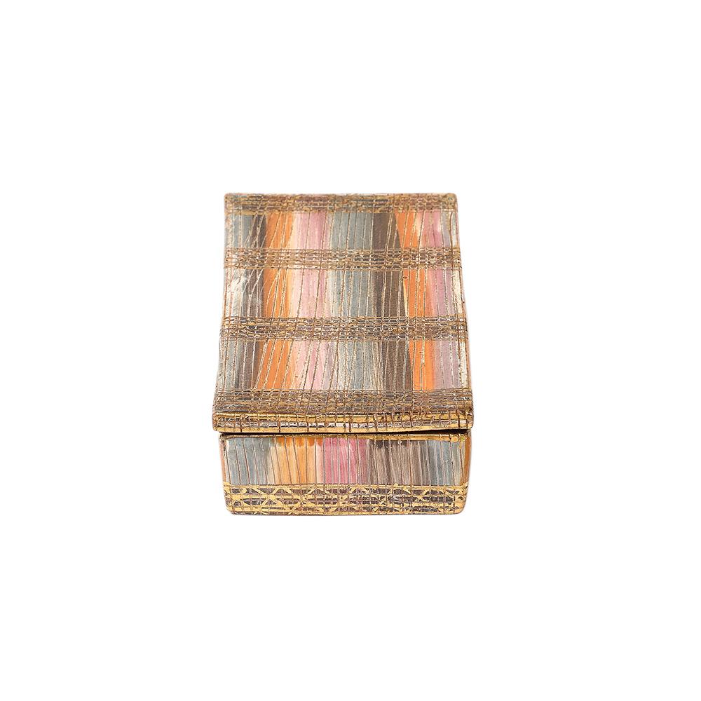 Aldo Londi Bitossi Seta Box, Ceramic, Pink, Gold, Signed 6