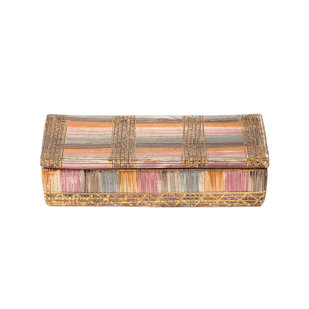 Aldo Londi Bitossi Seta Box, Ceramic, Pink, Gold, Signed 7