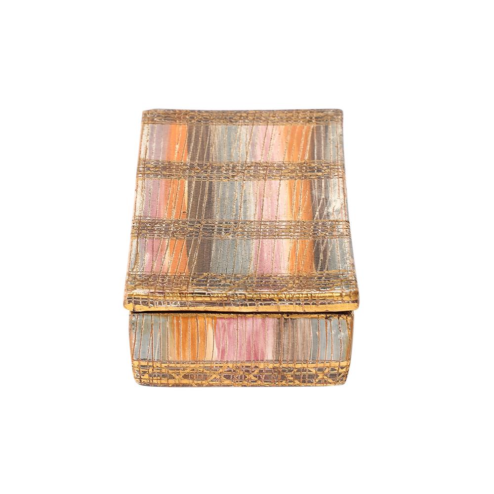Aldo Londi Bitossi Seta Box, Ceramic, Pink, Gold, Signed 8