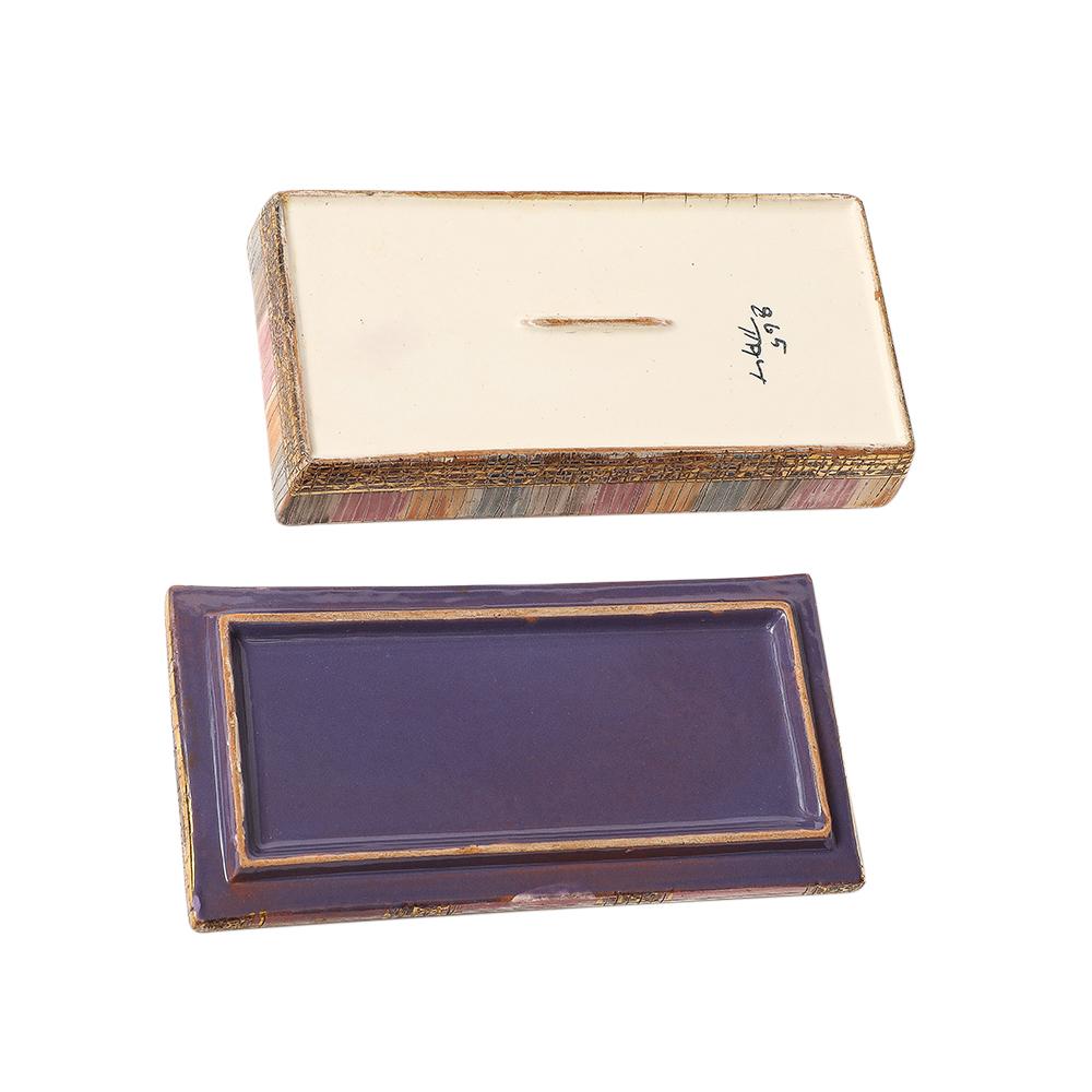 Aldo Londi Bitossi Seta Box, Ceramic, Pink, Gold, Signed 10