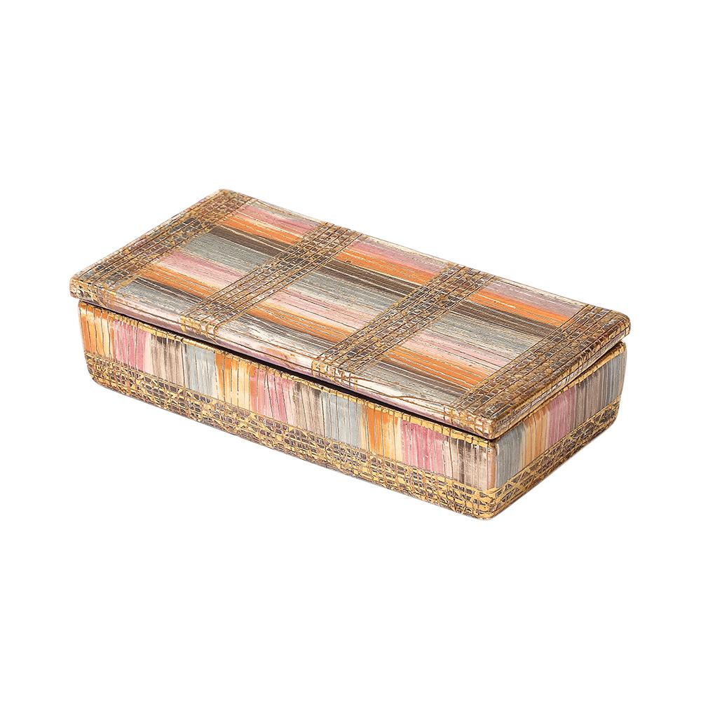 Italian Aldo Londi Bitossi Seta Box, Ceramic, Pink, Gold, Signed