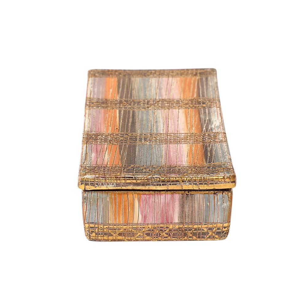 Glazed Aldo Londi Bitossi Seta Box, Ceramic, Pink, Gold, Signed