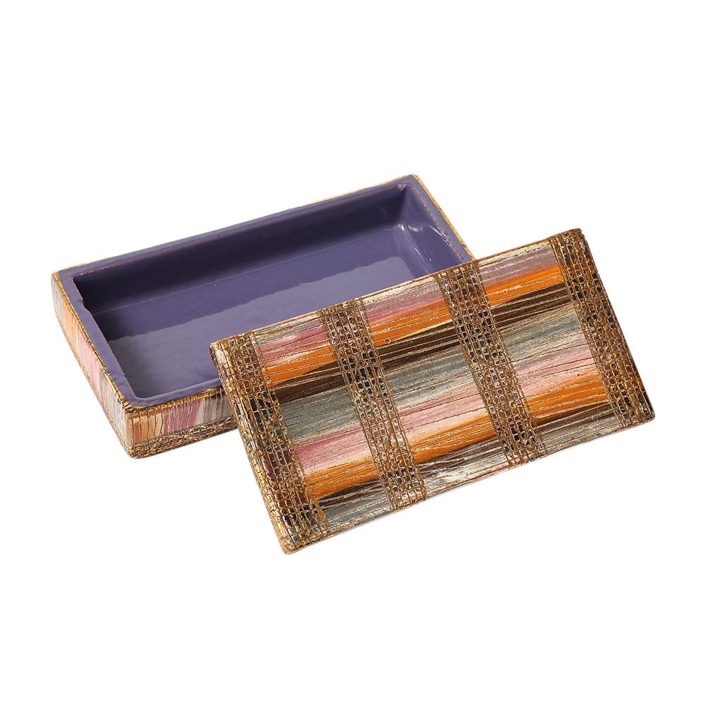 Mid-20th Century Aldo Londi Bitossi Seta Box, Ceramic, Pink, Gold, Signed
