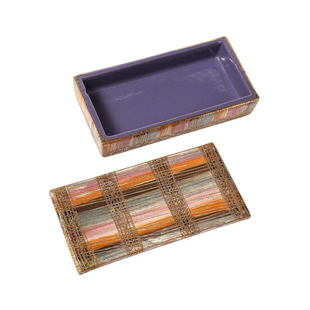 Aldo Londi Bitossi Seta Box, Ceramic, Pink, Gold, Signed 1