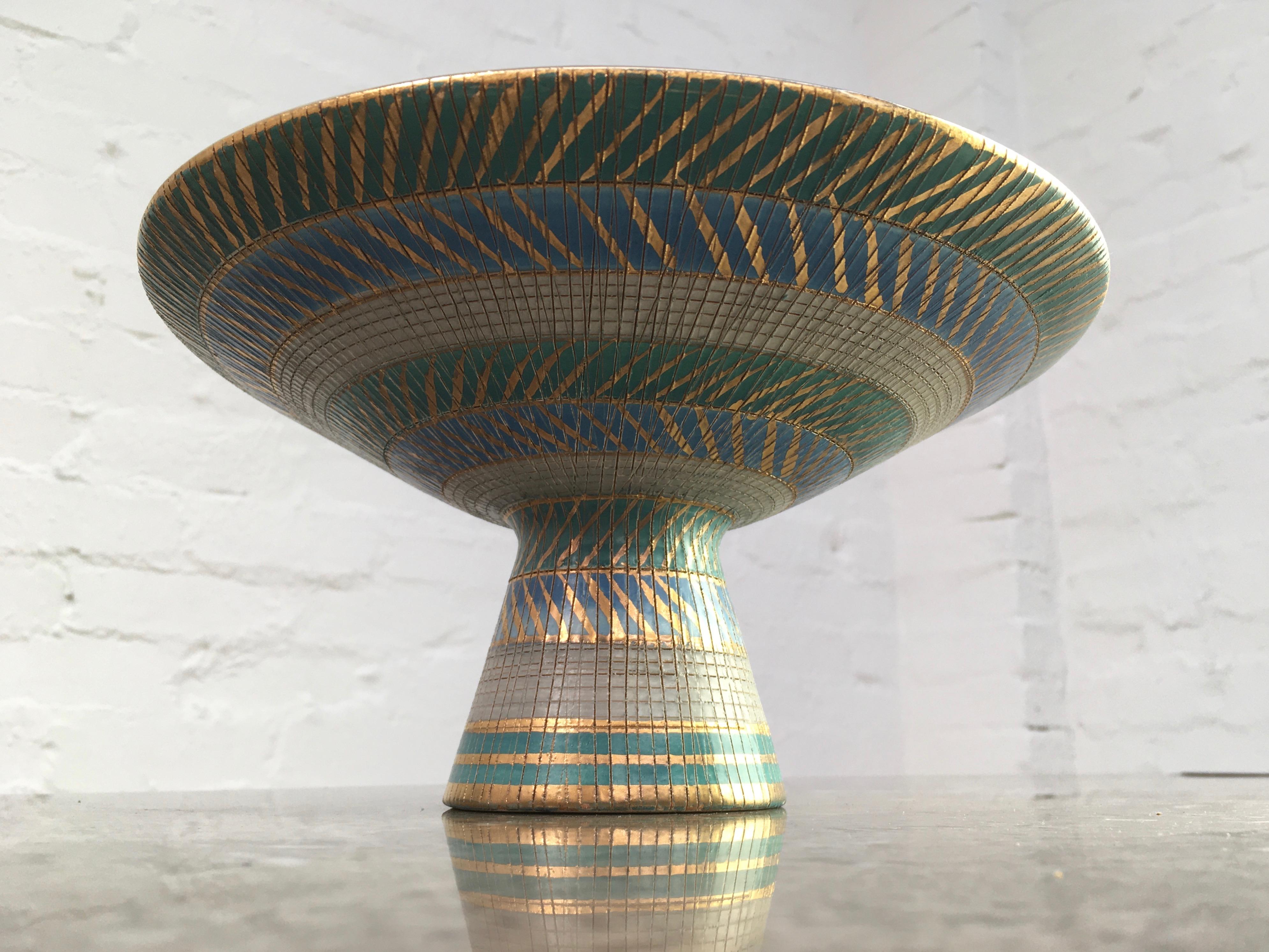 Mid-20th Century Aldo Londi Bitossi Seta Series Comport or Footed Bowl, Italy, circa 1957