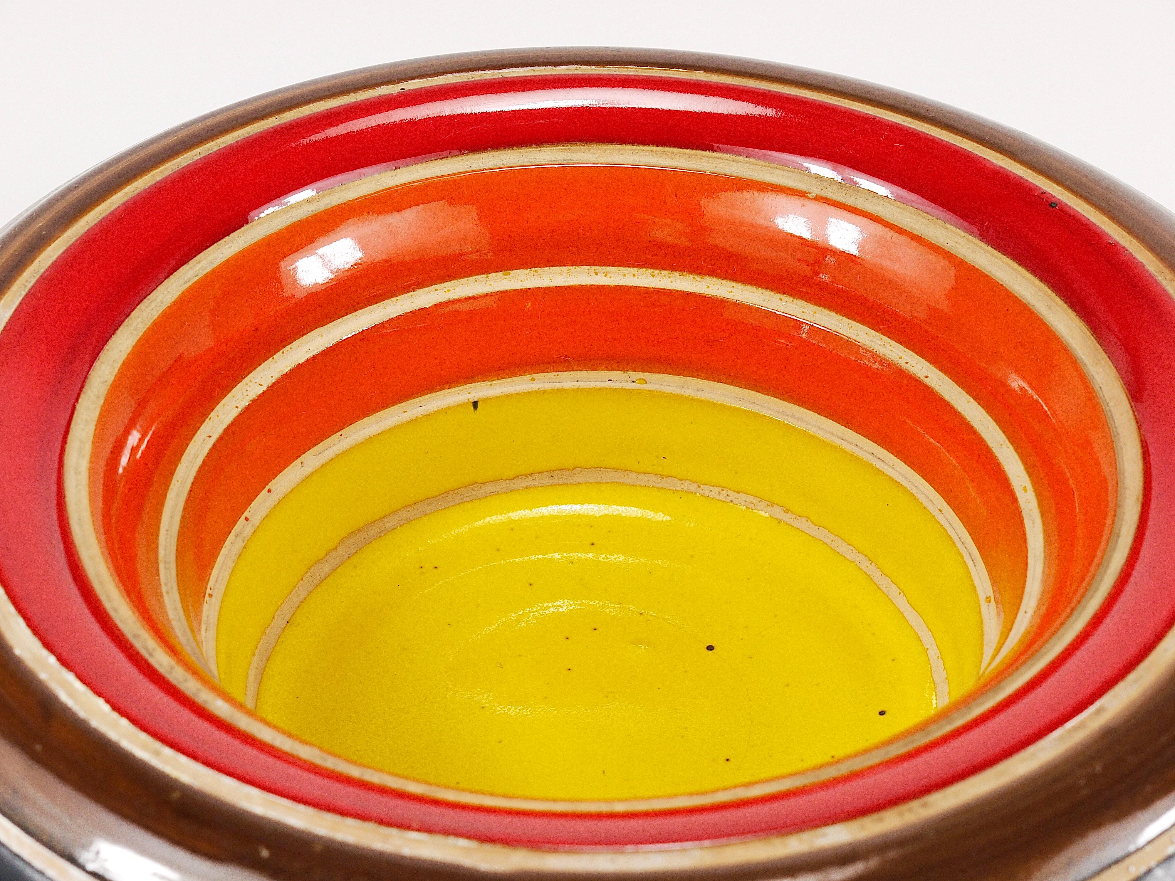 Bol de centre de table en céramique rayé du milieu du siècle dernier, Aldo Londi Bitossi, Italie, années 1960 en vente 5