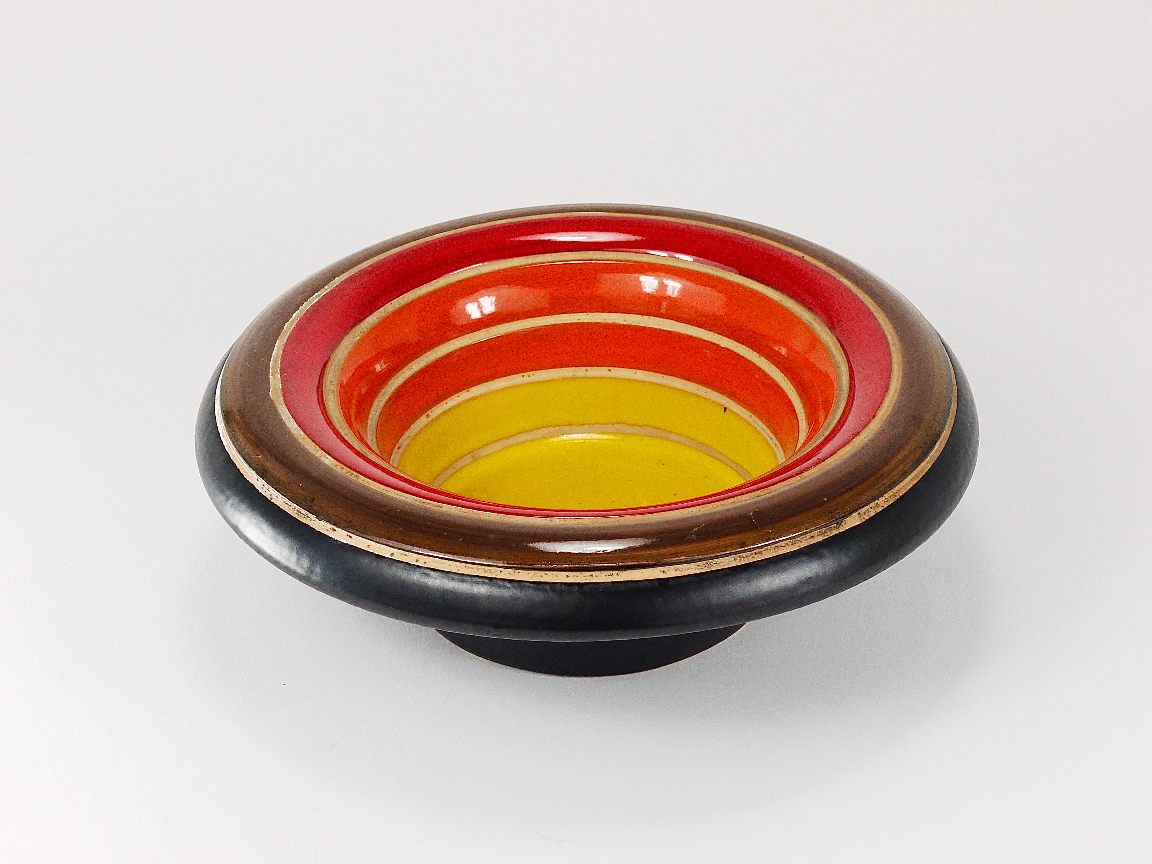 Bol de centre de table en céramique rayé du milieu du siècle dernier, Aldo Londi Bitossi, Italie, années 1960 en vente 6