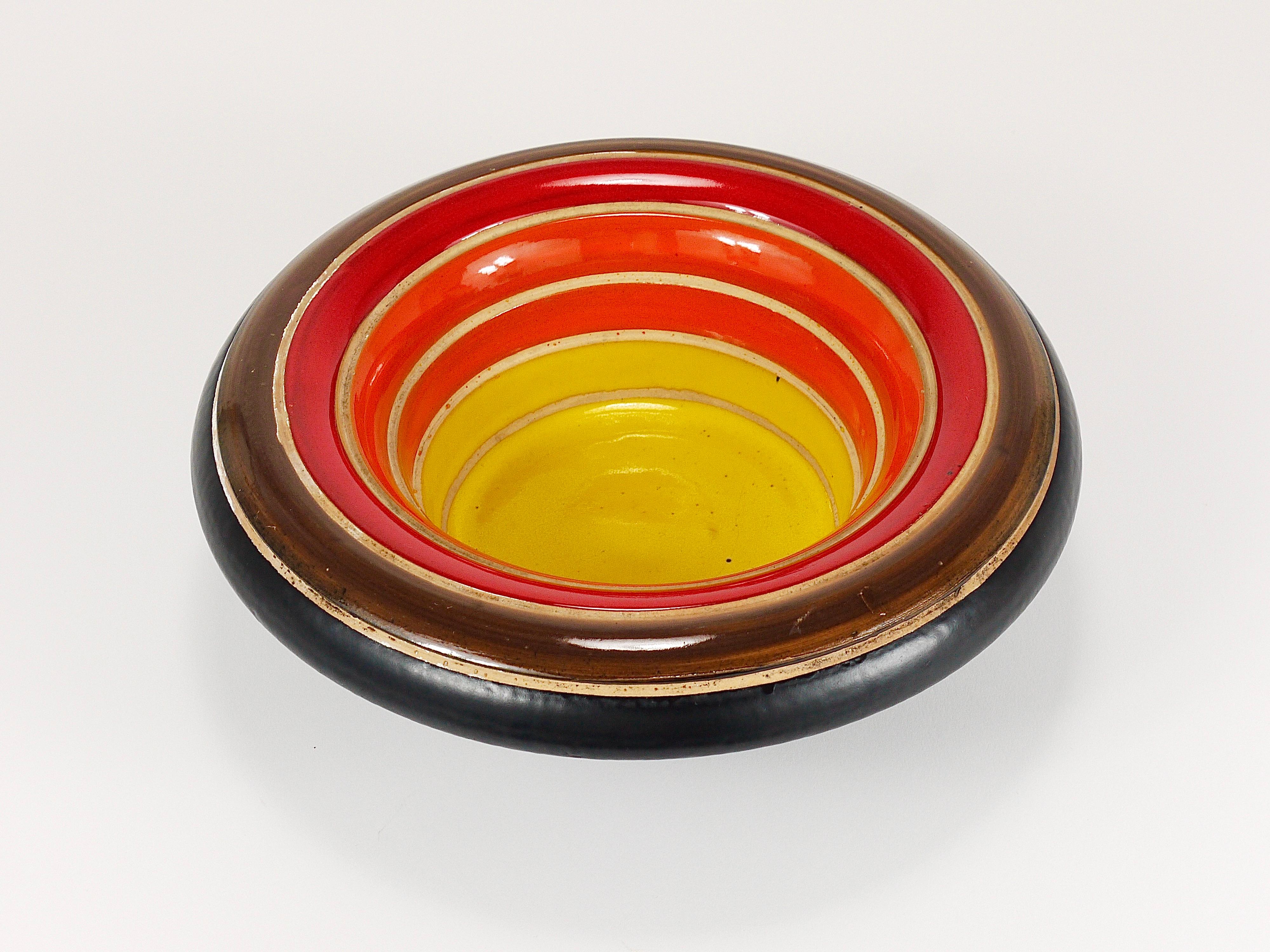 Bol de centre de table en céramique rayé du milieu du siècle dernier, Aldo Londi Bitossi, Italie, années 1960 en vente 8