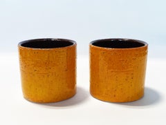 Aldo Londi Bitossi Style Orange Planters or Cachepots -- Pair -- West Germany