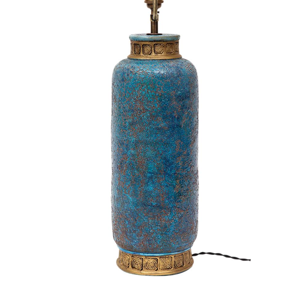 Aldo Londi Bitossi Table Lamp, Ceramic, Blue, Gold, Cinese, Signed For Sale 5