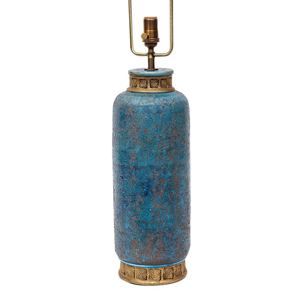 Aldo Londi Bitossi Table Lamp, Ceramic, Blue, Gold, Cinese, Signed For Sale 6