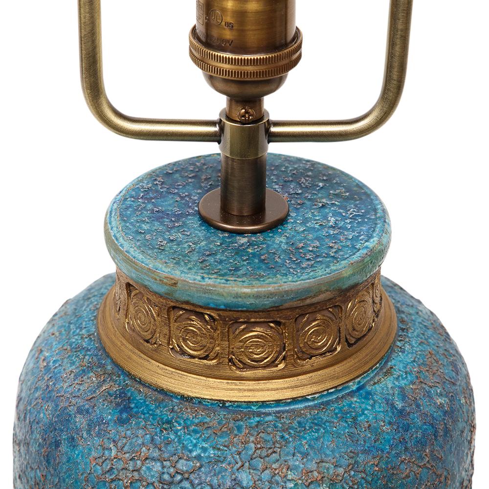 Aldo Londi Lampe de table Bitossi, céramique, bleu, or, chinois, signée en vente 7