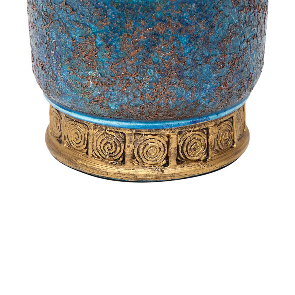 Aldo Londi Bitossi Table Lamp, Ceramic, Blue, Gold, Cinese, Signed For Sale 10