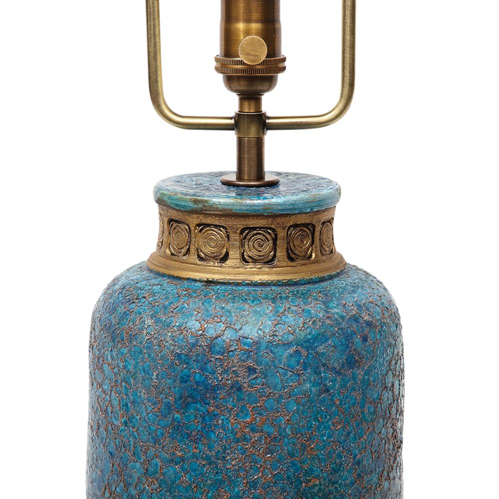 Aldo Londi Bitossi Table Lamp, Ceramic, Blue, Gold, Cinese, Signed In Good Condition For Sale In New York, NY