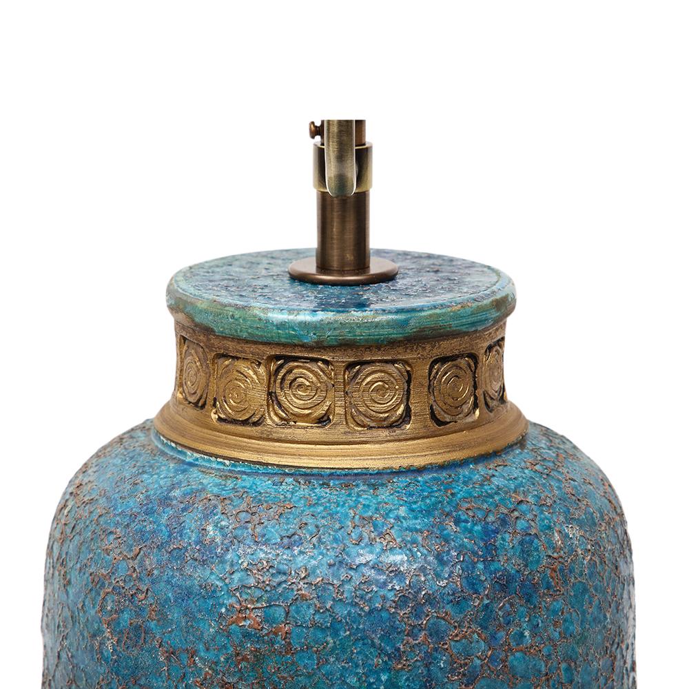 Aldo Londi Bitossi Table Lamp, Ceramic, Blue, Gold, Cinese, Signed For Sale 1