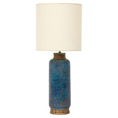 Lampada da tavolo Aldo Londi Bitossi, Ceramica, Blu, Oro, Cinese, Firmata