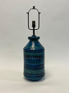 Lampada da tavolo Aldo Londi Bitossi, Ceramica, Blu Rimini, Firmata