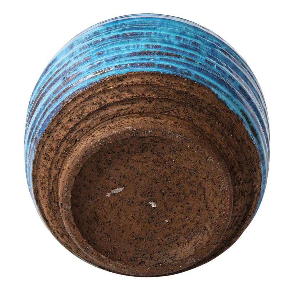Bitossi for Rosenthal Netter Vase, Ceramic, Blue, Brown, Ribbed For Sale 4