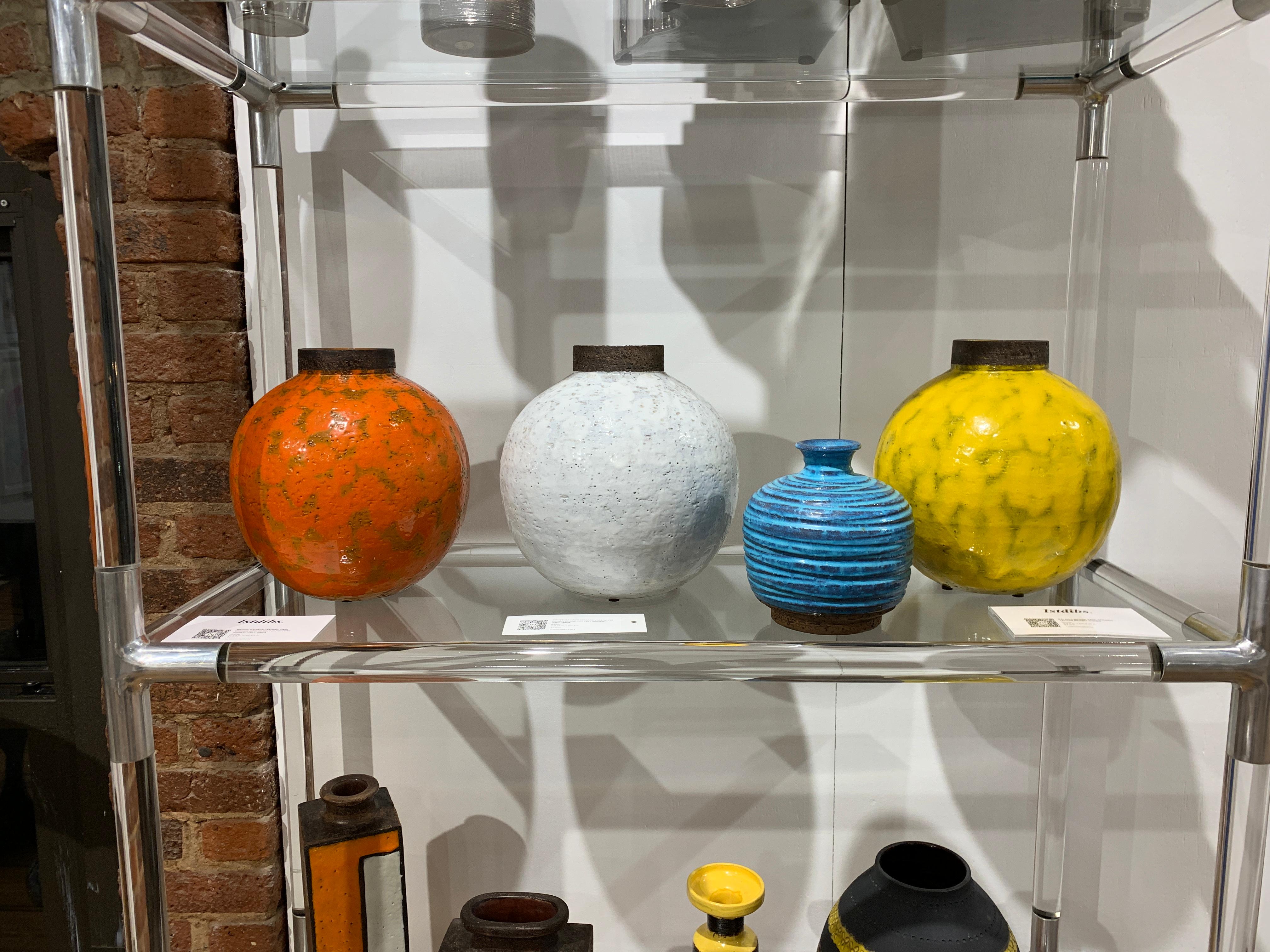 Bitossi for Rosenthal Netter Vase, Ceramic, Blue, Brown, Ribbed For Sale 5