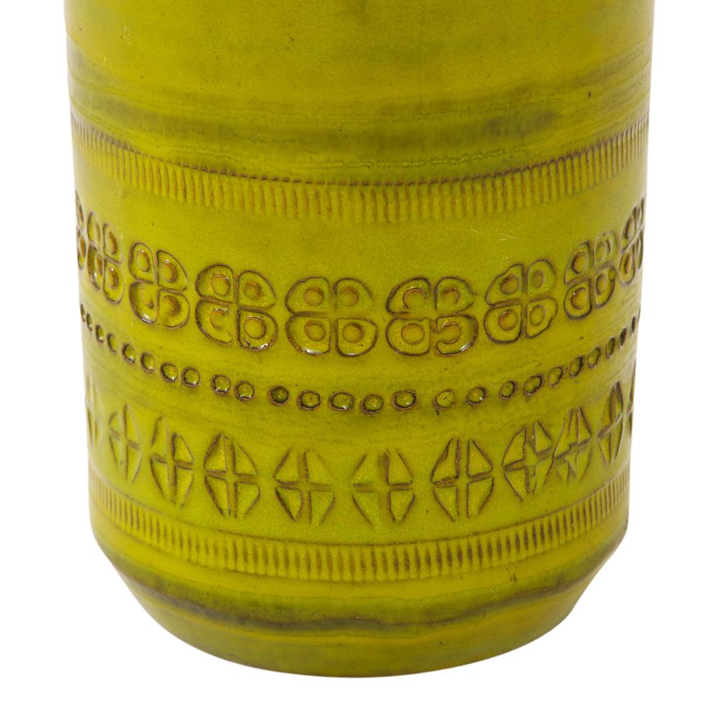 Vase „Bitossi“ von Aldo Londi, Keramik, Chartreuse, bedruckt, signiert im Angebot 6