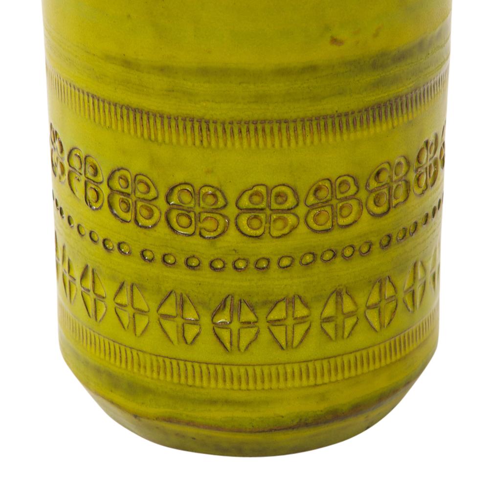 Vase „Bitossi“ von Aldo Londi, Keramik, Chartreuse, bedruckt, signiert im Angebot 7