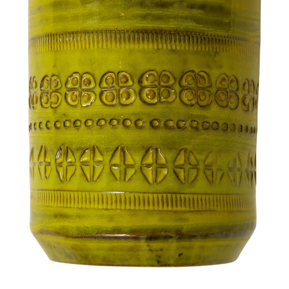 Vase „Bitossi“ von Aldo Londi, Keramik, Chartreuse, bedruckt, signiert im Angebot 9
