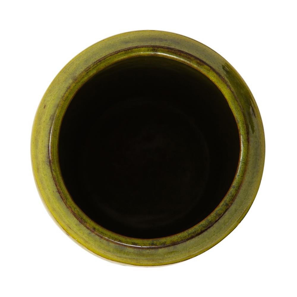 Vase „Bitossi“ von Aldo Londi, Keramik, Chartreuse, bedruckt, signiert im Angebot 10