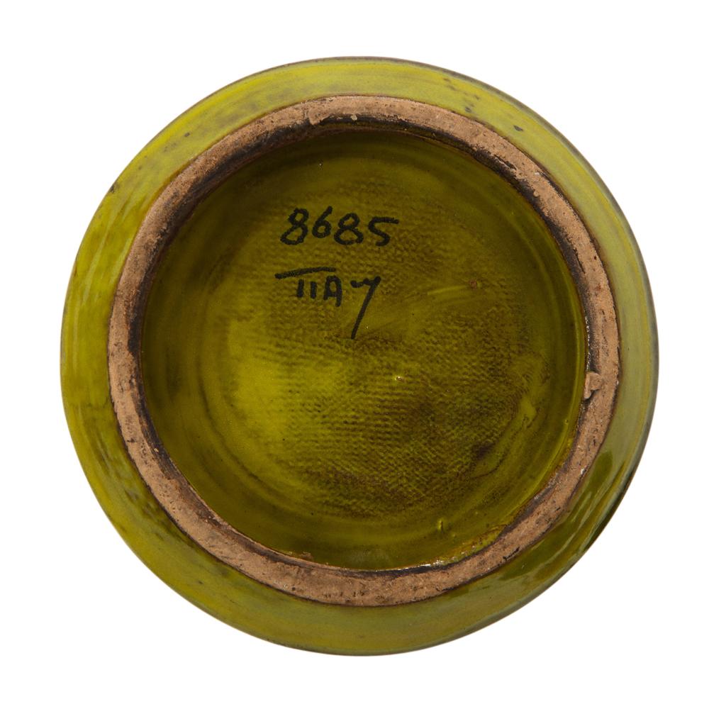 Vase „Bitossi“ von Aldo Londi, Keramik, Chartreuse, bedruckt, signiert im Angebot 11