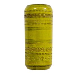 Vase Aldo Londi Bitossi, céramique, chartreuse, imprimé, signé