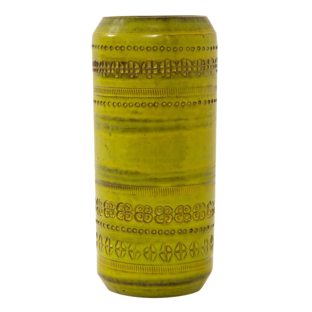 Vase „Bitossi“ von Aldo Londi, Keramik, Chartreuse, bedruckt, signiert im Zustand „Gut“ im Angebot in New York, NY