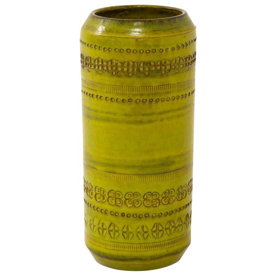 Aldo Londi Bitossi Vase, Ceramic, Chartreuse, Impressed, Signed