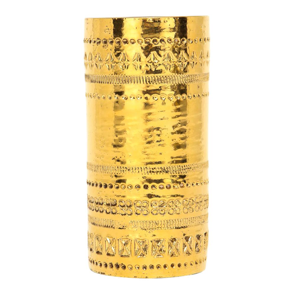 Mid-Century Modern Aldo Londi Bitossi Vase, Ceramic, Gold Metallic, Signed For Sale