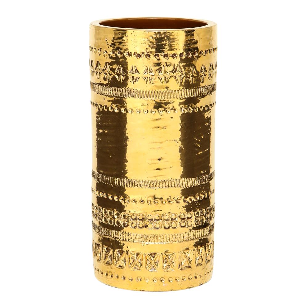 Aldo Londi Bitossi Vase, Ceramic, Gold Metallic, Signed