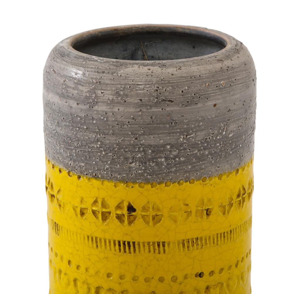 Bitossi Vase, Ceramic, Gray and Yellow, Impressed, Signed For Sale 2