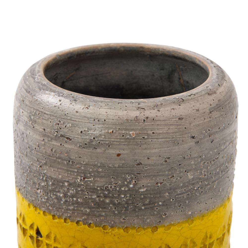 Bitossi Vase, Ceramic, Gray and Yellow, Impressed, Signed For Sale 3