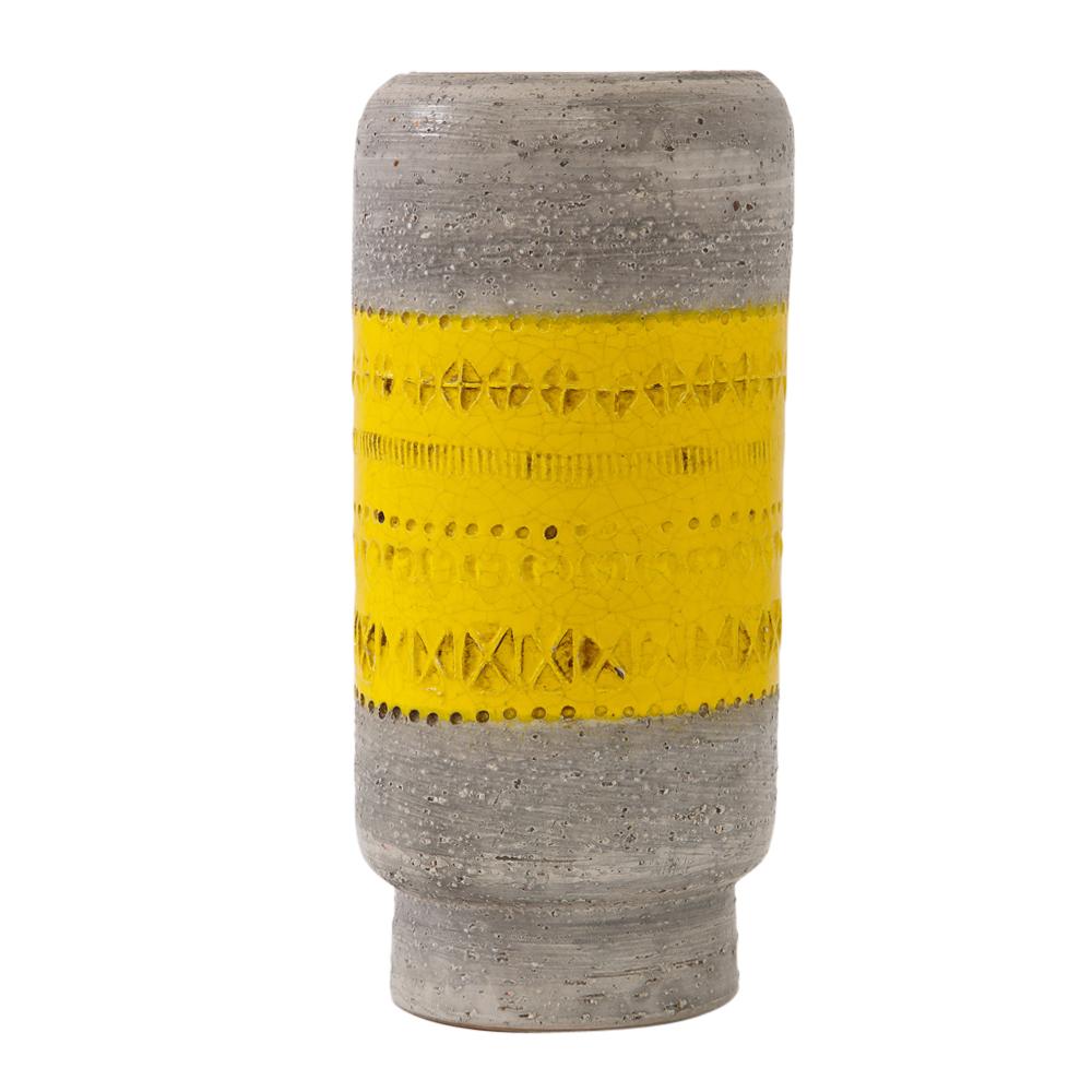 Bitossi Vase, Ceramic, Gray and Yellow, Impressed, Signed In Good Condition For Sale In New York, NY