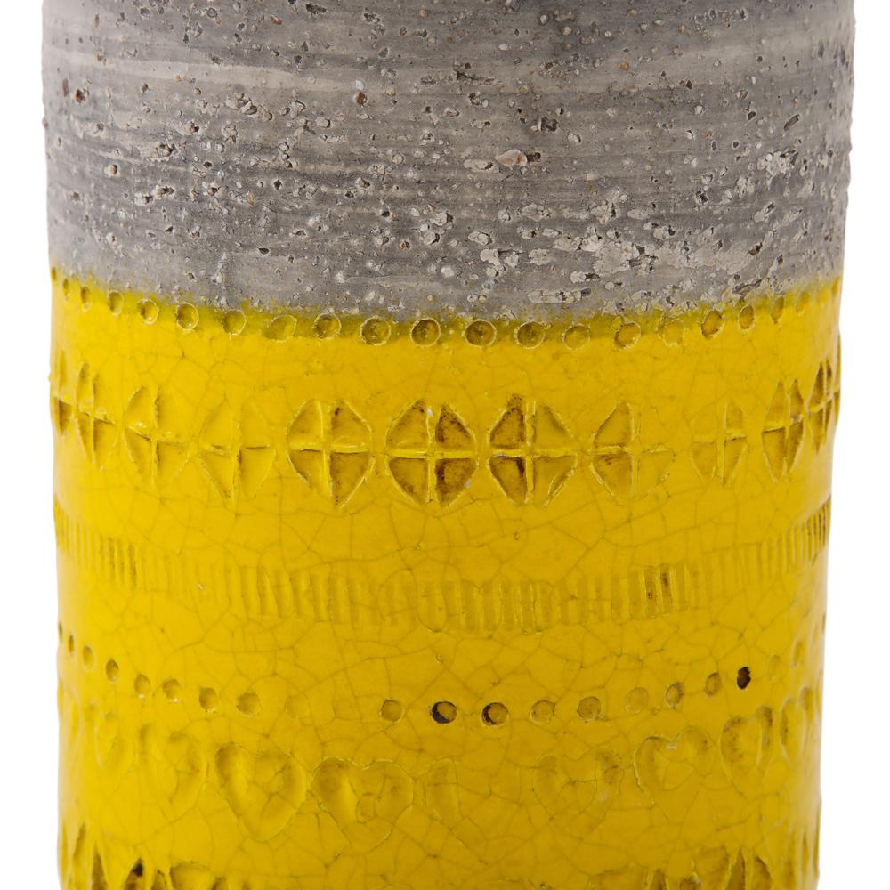 Mid-20th Century Bitossi Vase, Ceramic, Gray and Yellow, Impressed, Signed For Sale