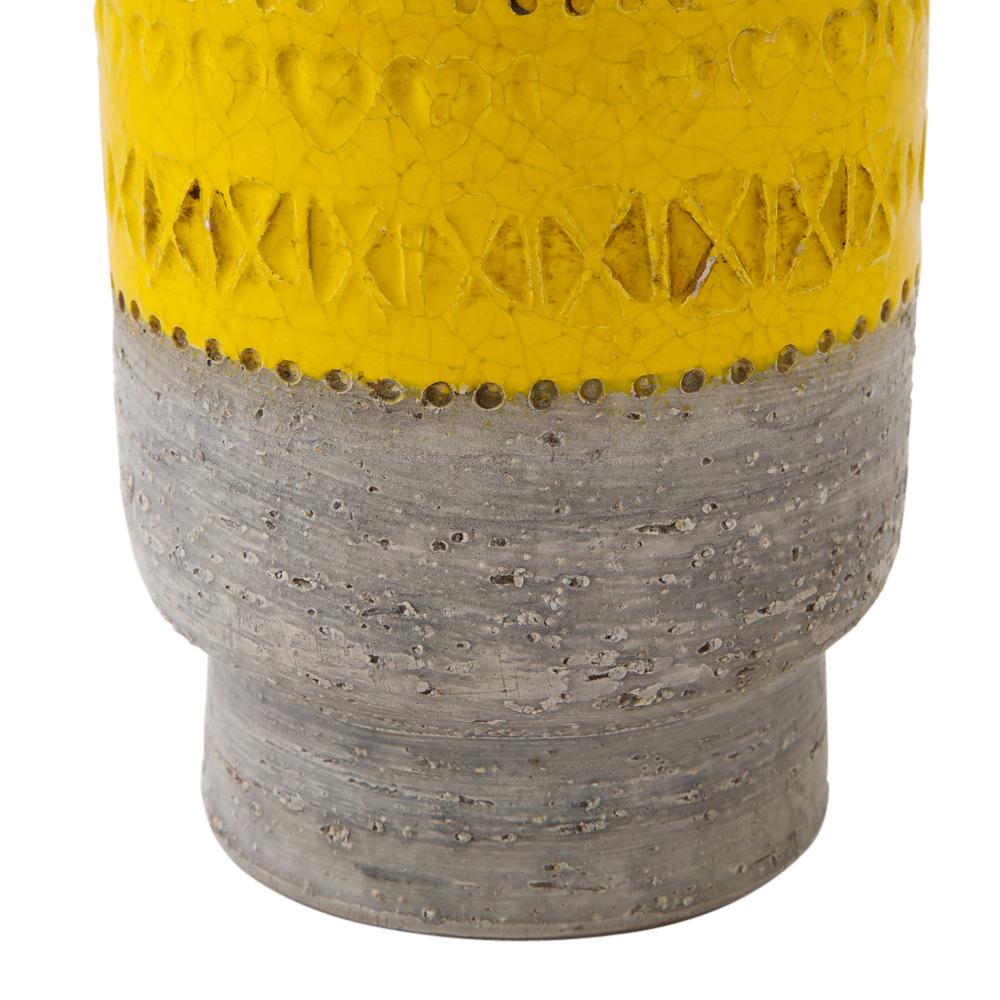 Bitossi Vase, Ceramic, Gray and Yellow, Impressed, Signed For Sale 1