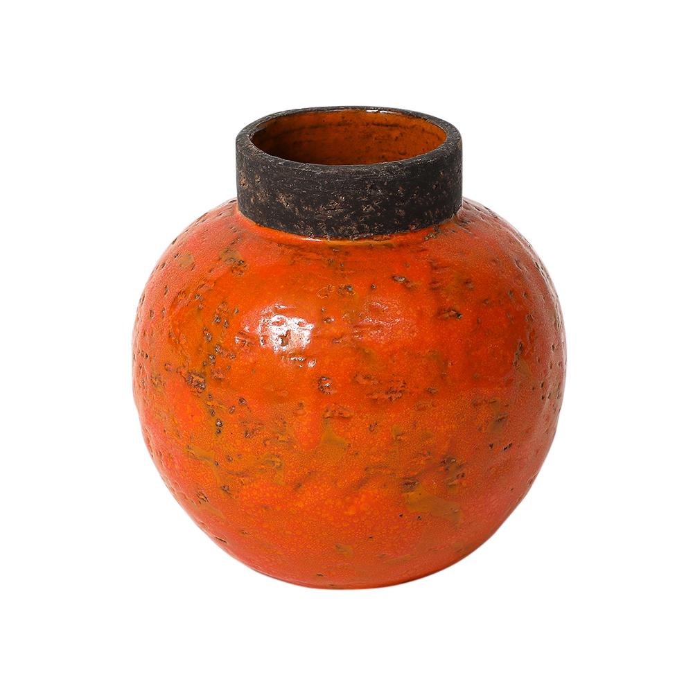 Jarrón Aldo Londi Bitossi, Cerámica, Naranja, Marrón, Firmado en venta 2
