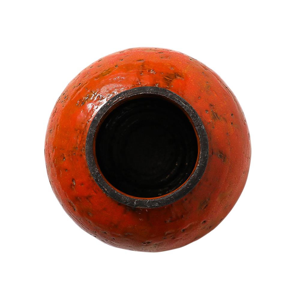 Jarrón Aldo Londi Bitossi, Cerámica, Naranja, Marrón, Firmado en venta 3