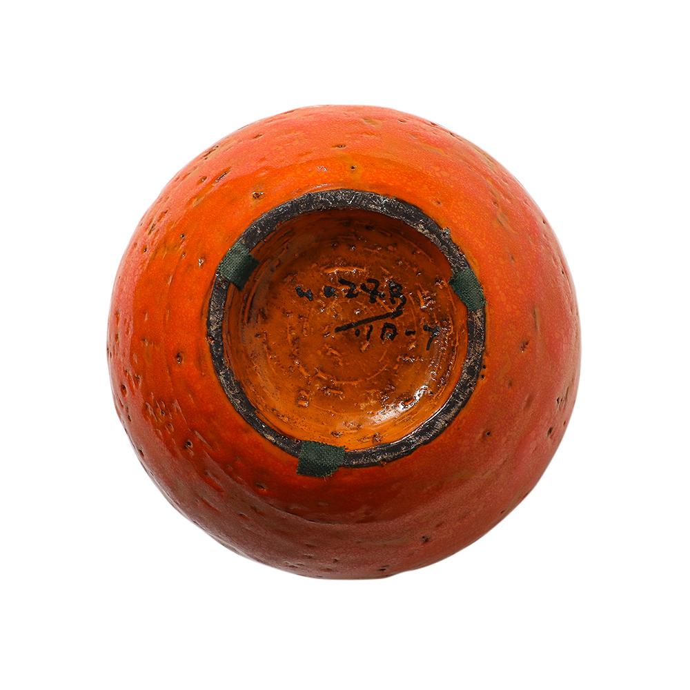 Jarrón Aldo Londi Bitossi, Cerámica, Naranja, Marrón, Firmado en venta 4