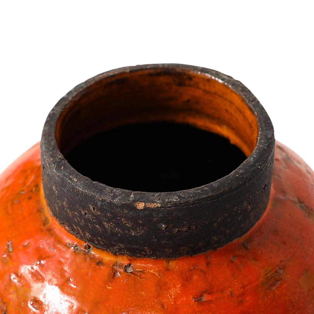 Jarrón Aldo Londi Bitossi, Cerámica, Naranja, Marrón, Firmado Italiano en venta