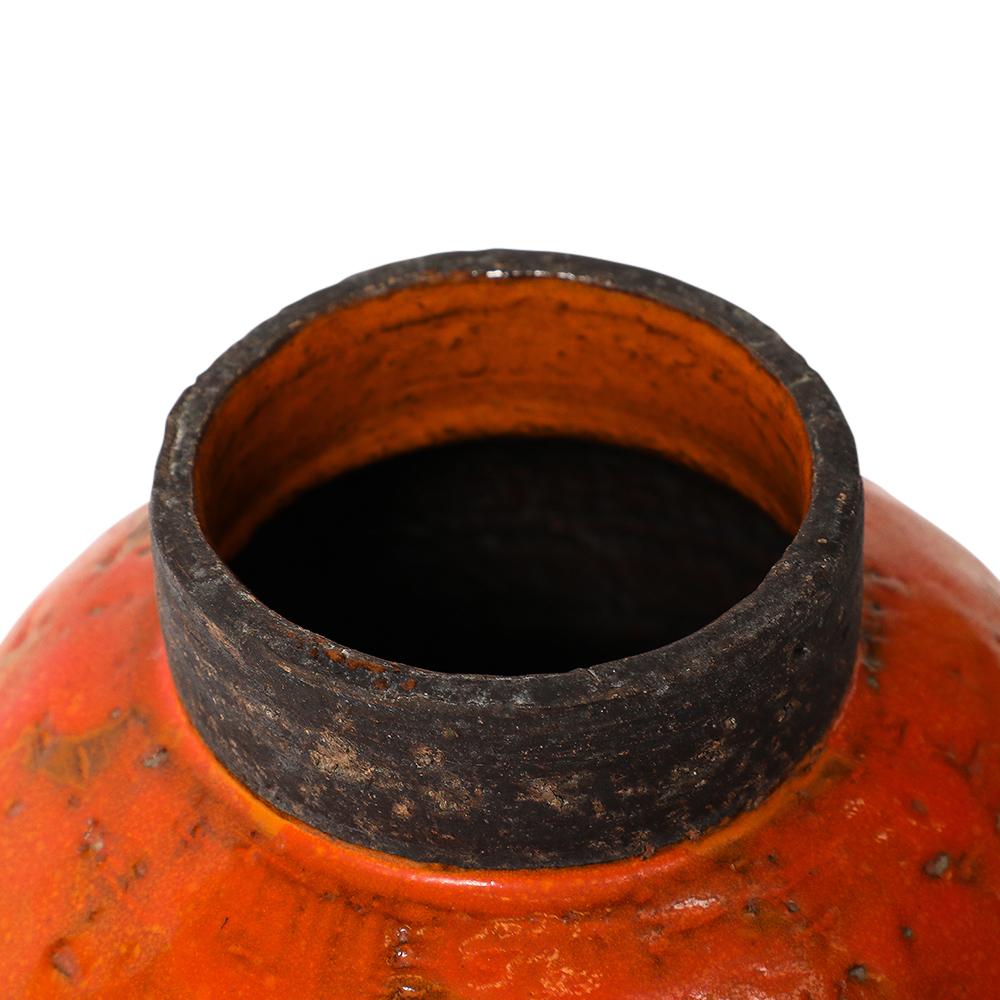Jarrón Aldo Londi Bitossi, Cerámica, Naranja, Marrón, Firmado en Bueno estado para la venta en New York, NY
