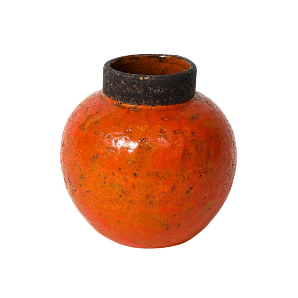Jarrón Aldo Londi Bitossi, Cerámica, Naranja, Marrón, Firmado en venta 1