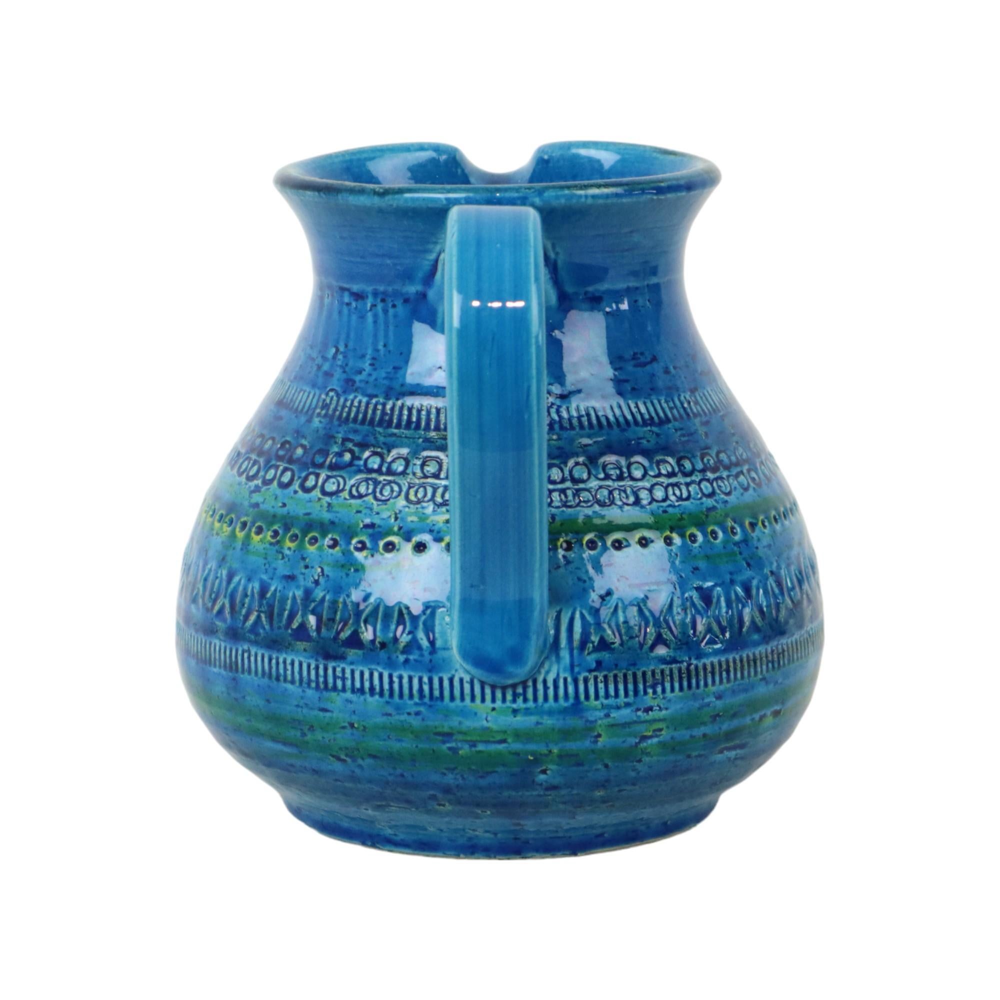 XX secolo Aldo Londi Bitossi Vaso ad orecchio Brocca Rimini Blu Terracotta Italia Anni Sessanta in vendita