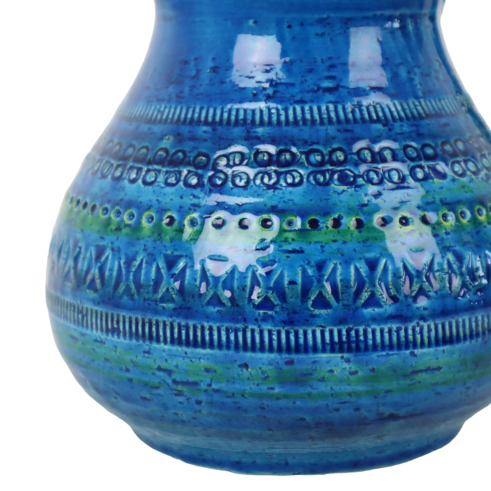 Aldo Londi Bitossi Vaso ad orecchio Brocca Rimini Blu Terracotta Italia Anni Sessanta in vendita 1